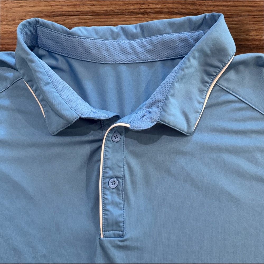 Holloway Coolcore Polo Shirt XXL Light Blue Short Sleeve Athletic White Piping - Picture 3 of 15